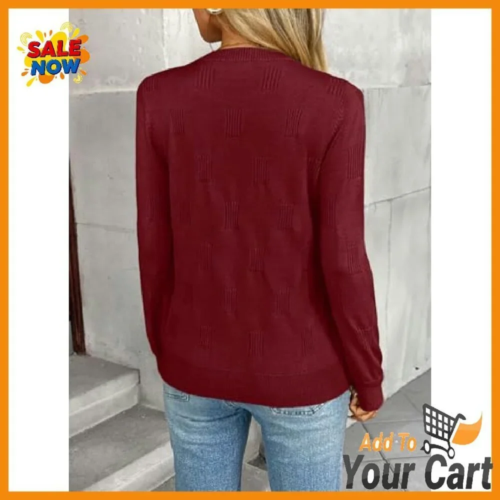 Lightweight Knit Pullover Sweater Women's Long Sleeve Casual Winter Top